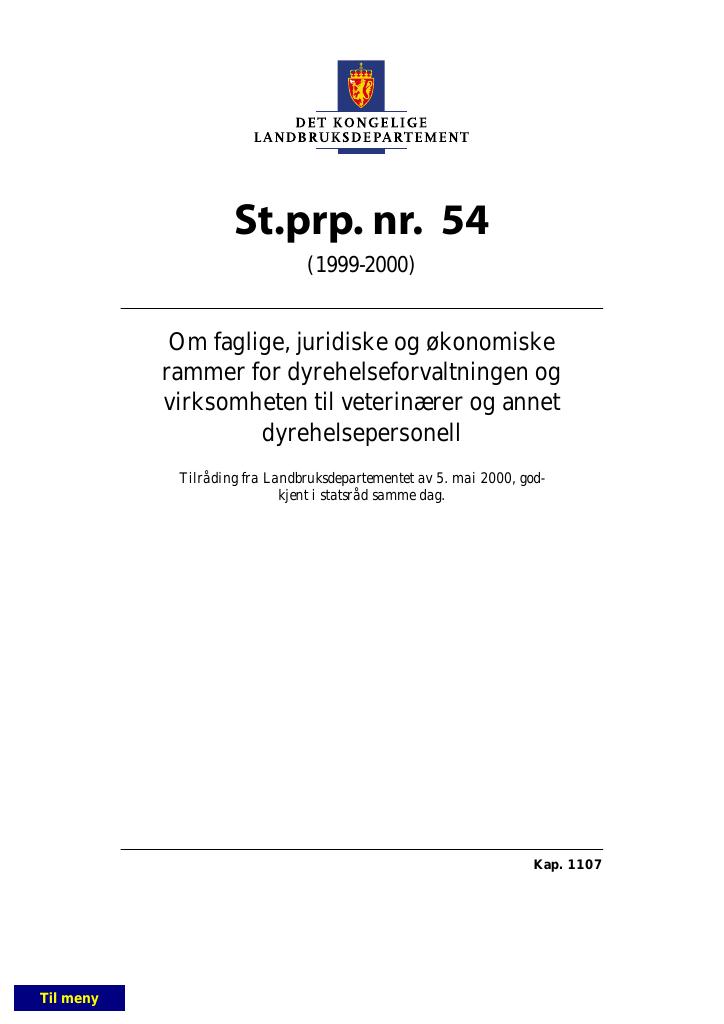 Forsiden av dokumentet St.prp. nr. 54 (1999-2000)