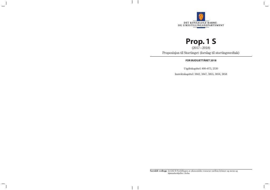 Forsiden av dokumentet Prop. 1 S (2017–2018)