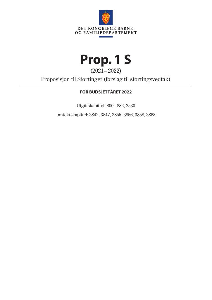 Forsiden av dokumentet Prop. 1 S (2021–2022)