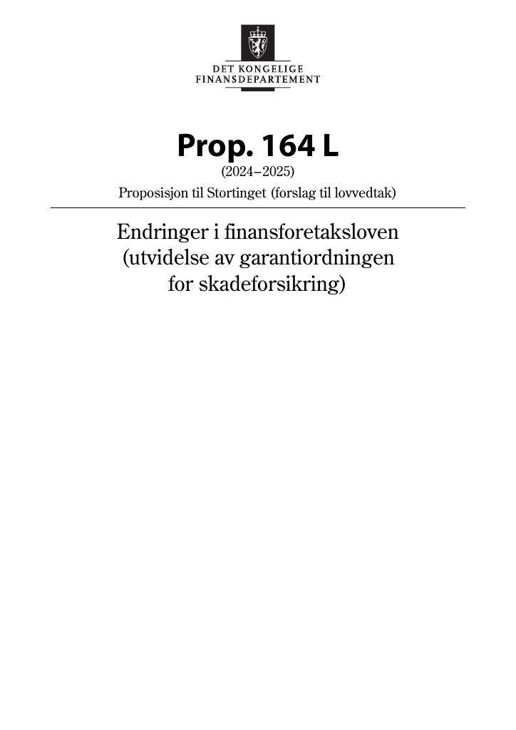 Forsiden av dokumentet Prop. 164 L (2024–2025)