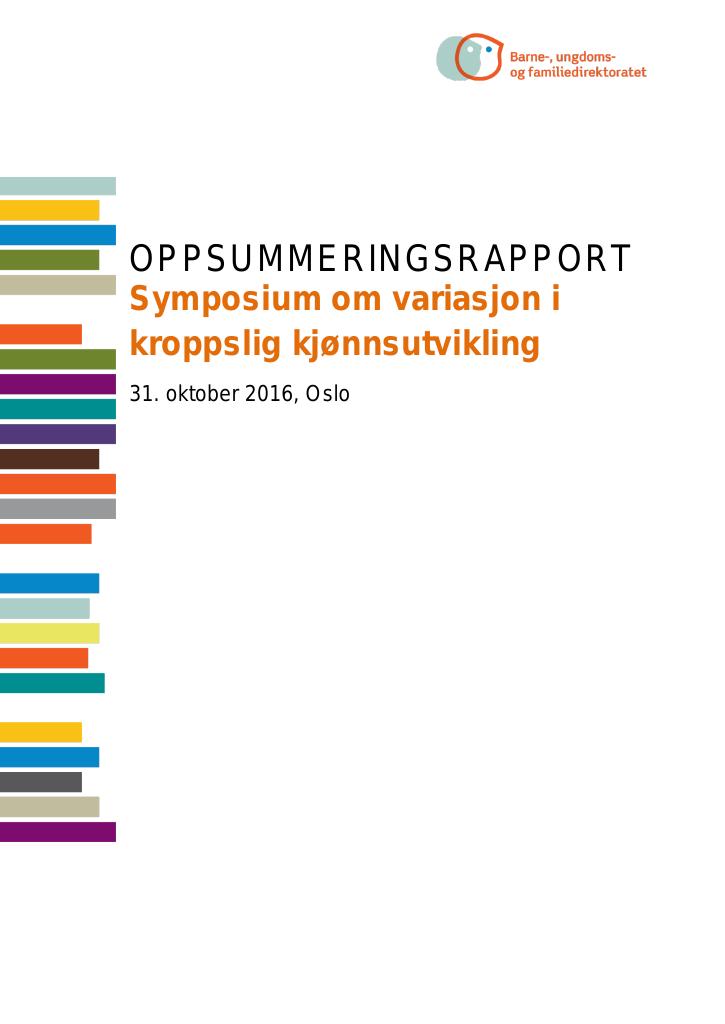 Forsiden av dokumentet Oppsummeringsrapport. 