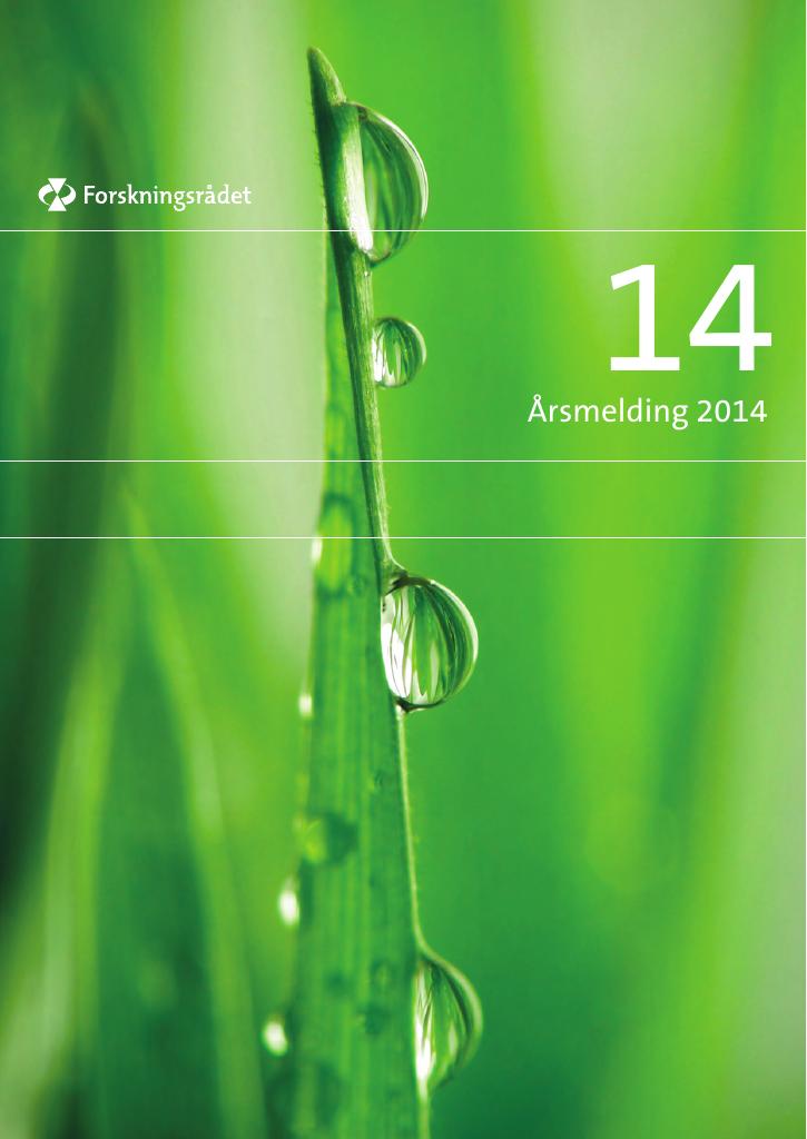 Forsiden av dokumentet Årsmelding Forskningsrådet 2014