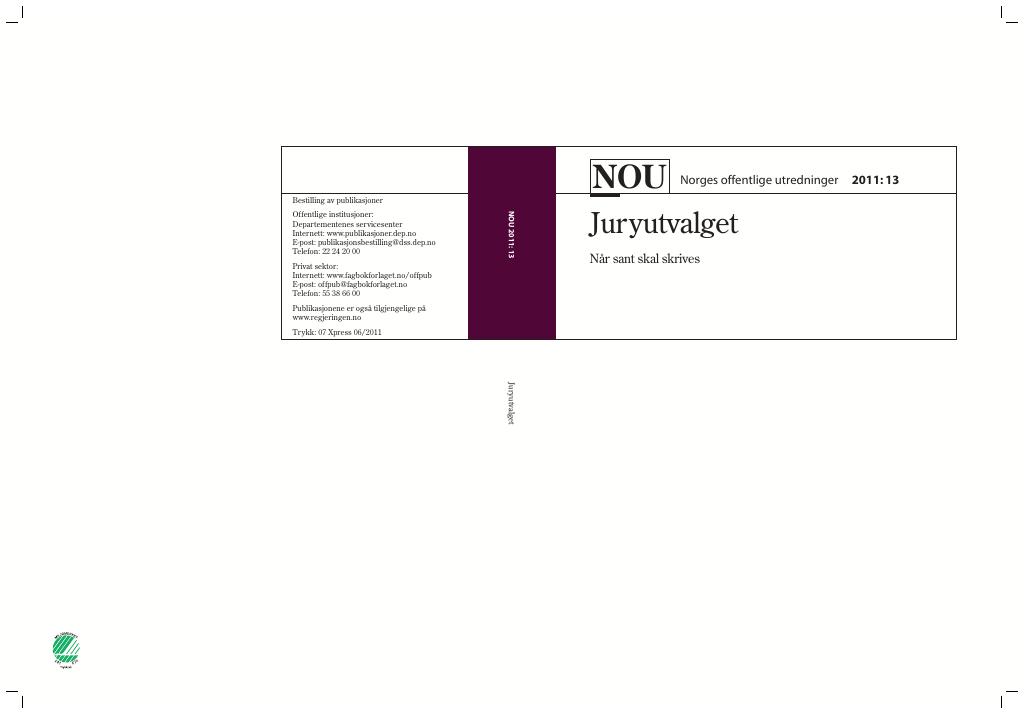 Forsiden av dokumentet NOU 2011: 13 - Juryutvalget