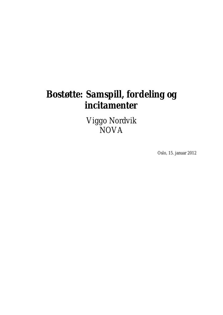 Forsiden av dokumentet Bostøtte