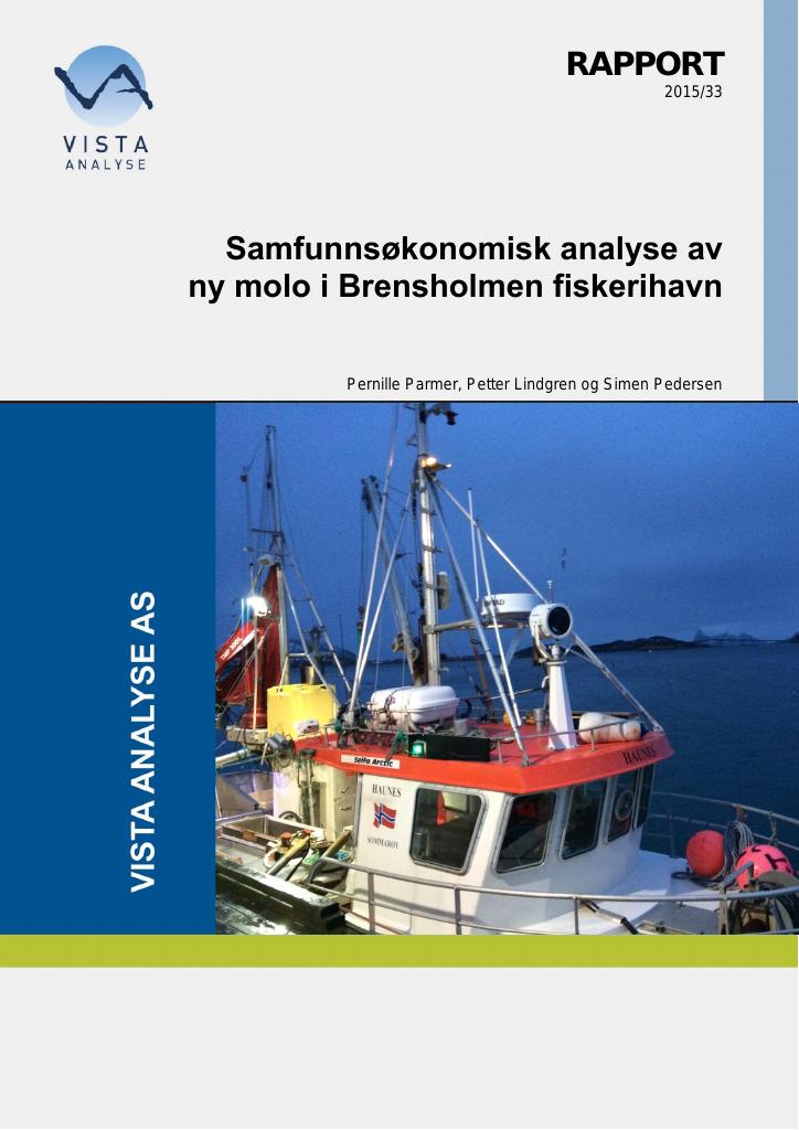 Forsiden av dokumentet Samfunnsøkonomisk analyse av ny molo i Brensholmen fiskerihavn
