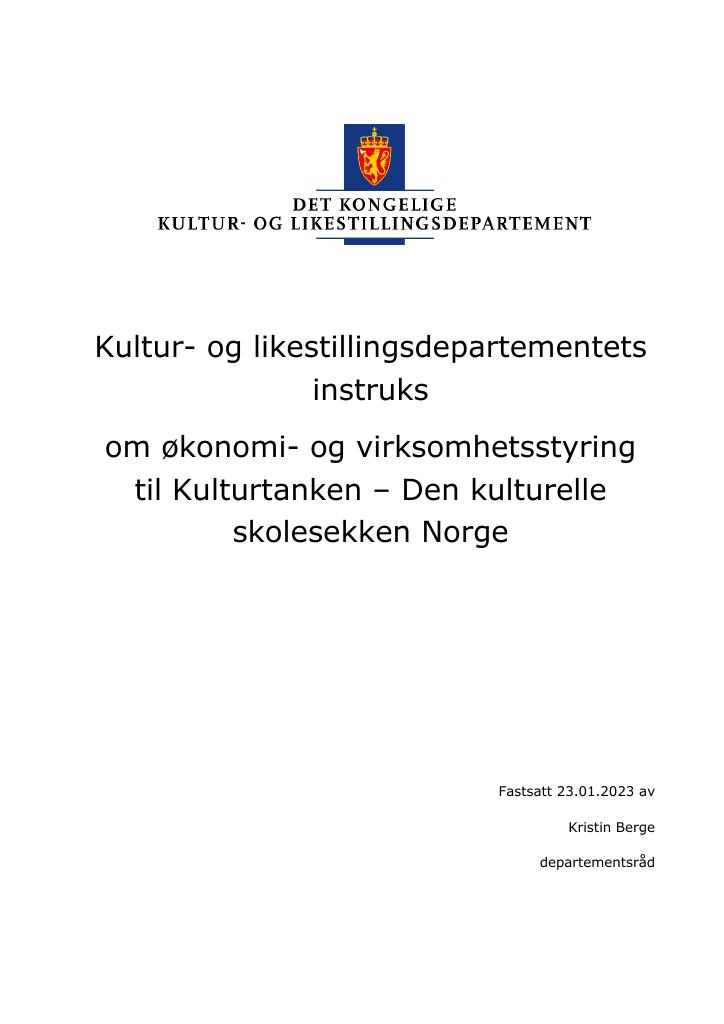 Forsiden av dokumentet Instruks Kulturtanken - Den kulturelle skolesekken 2023