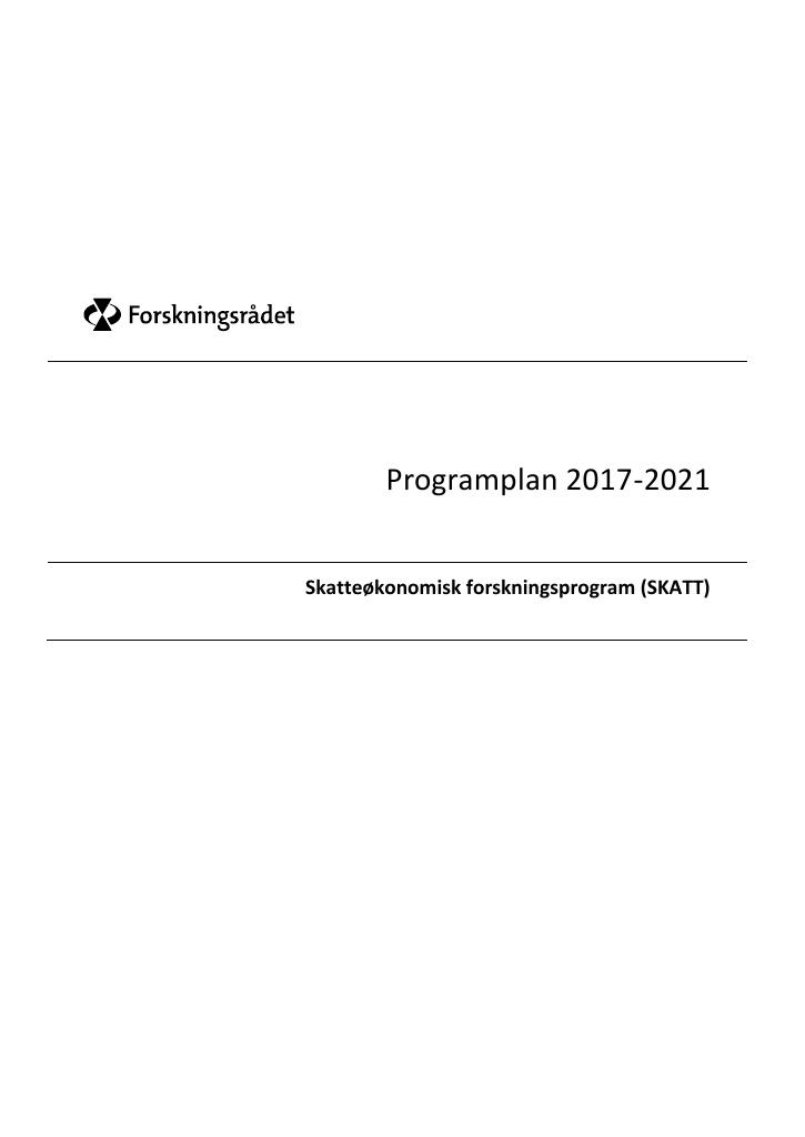 Forsiden av dokumentet Programplan 2017-2021