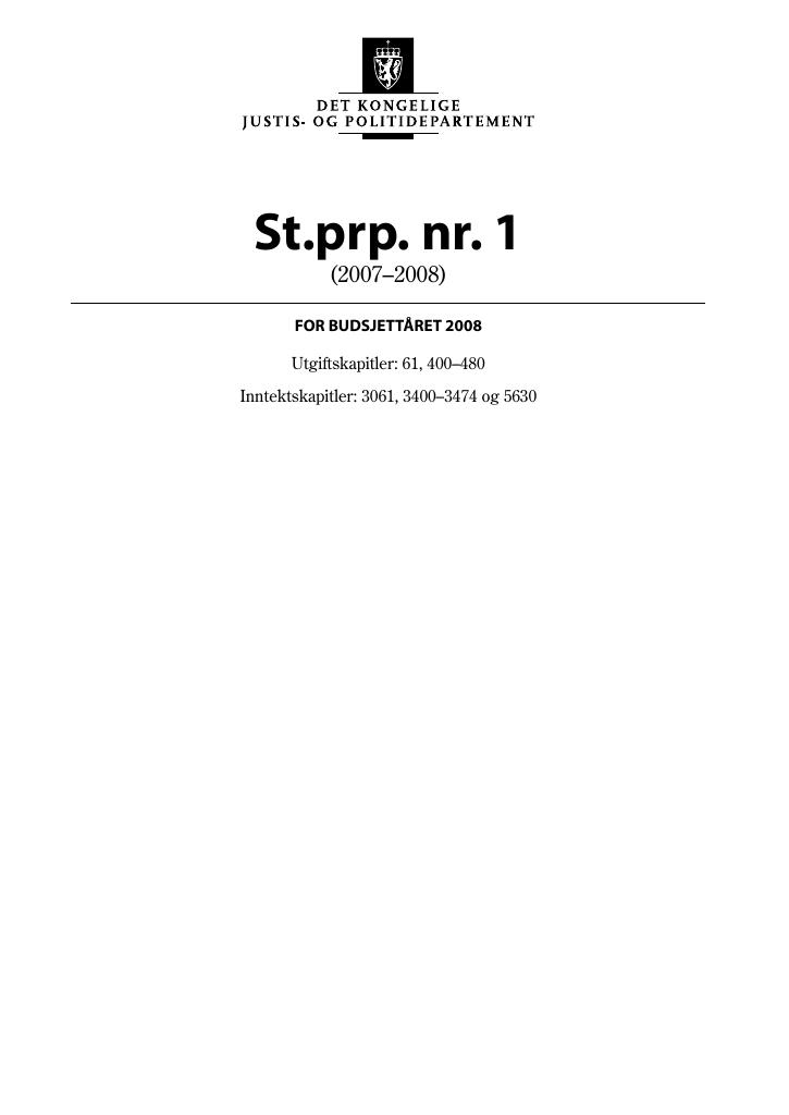 Forsiden av dokumentet St.prp. nr. 1 (2007-2008)