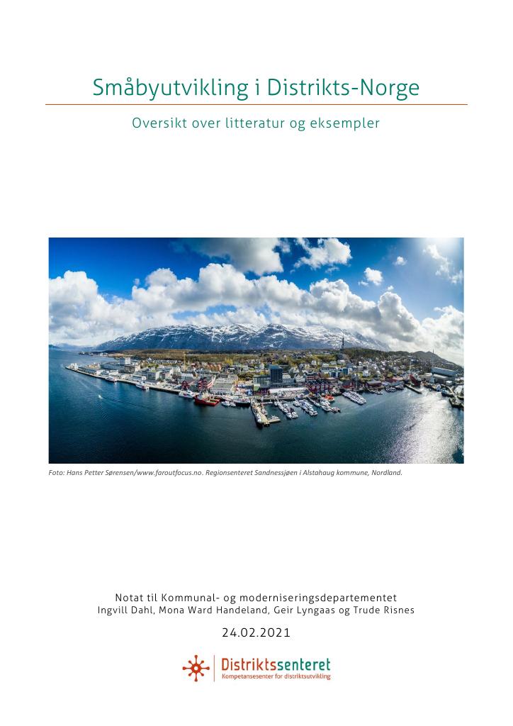 Forsiden av dokumentet Småbyutvikling i Distrikts-Norge