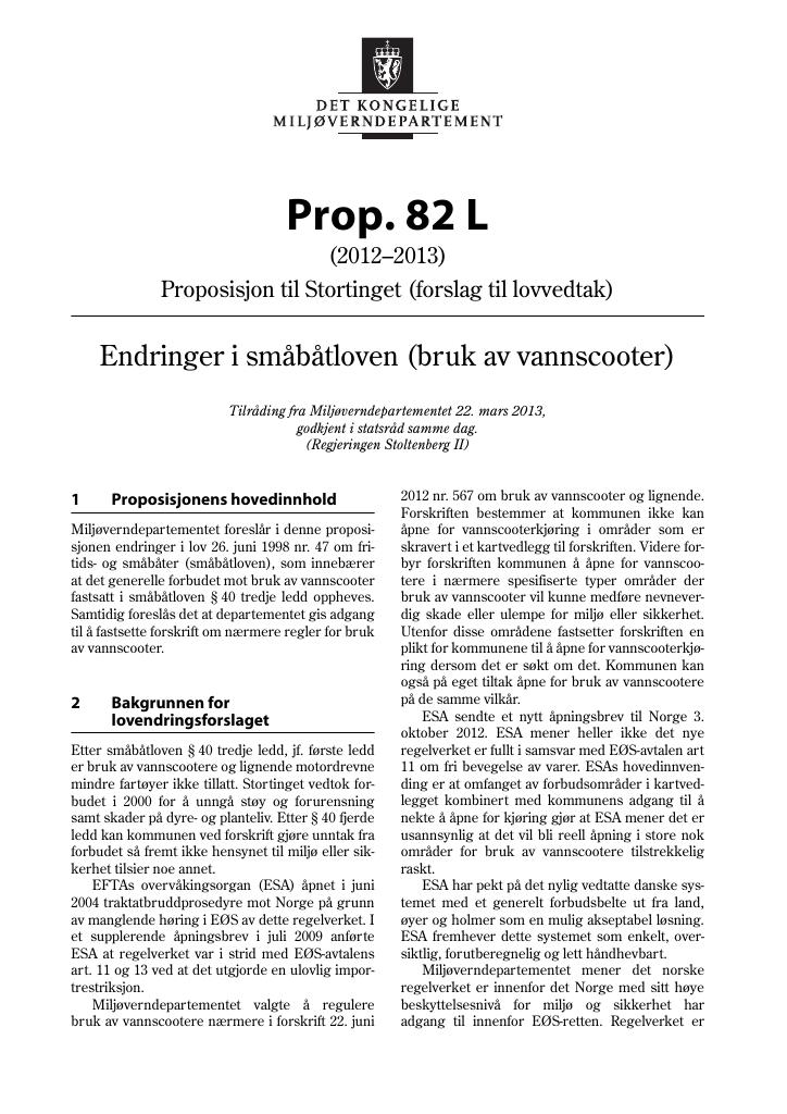 Forsiden av dokumentet Prop. 82 L (2012–2013)