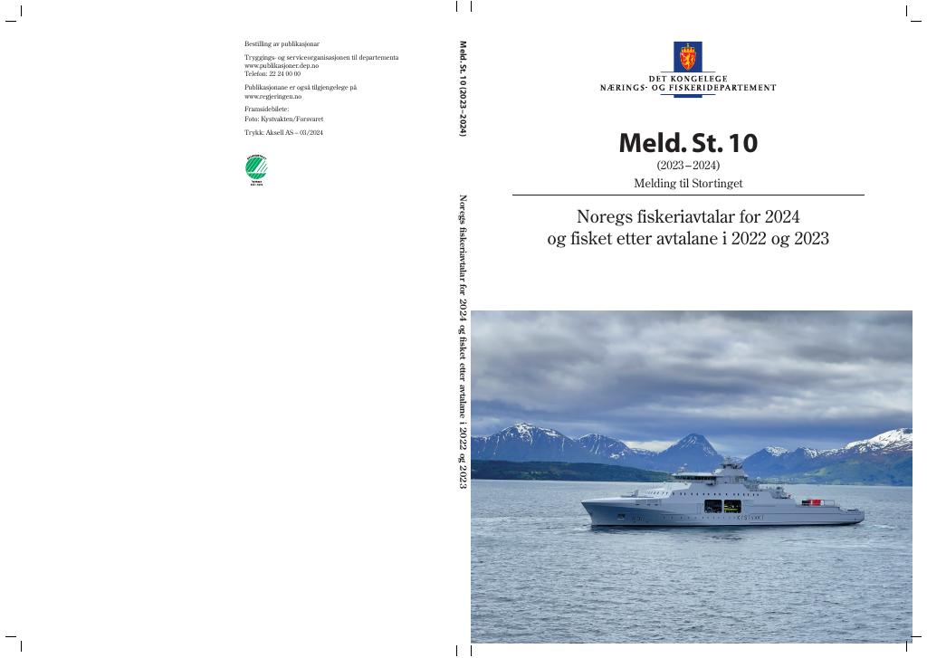 Forsiden av dokumentet Meld. St. 10 (2023–2024)