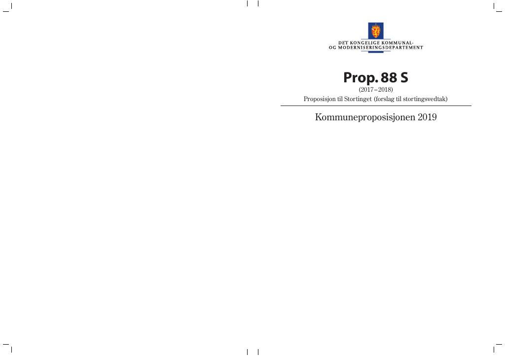 Forsiden av dokumentet Prop. 88 S (2017–2018)