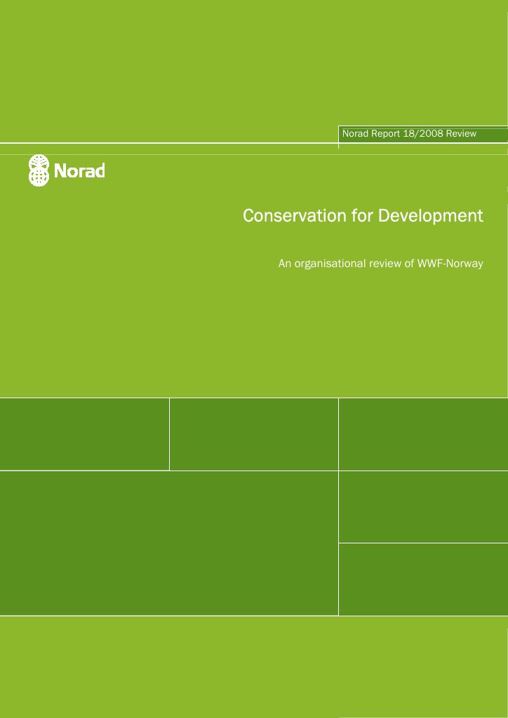 Forsiden av dokumentet Conservation for development - an organisational review of WWF Norway