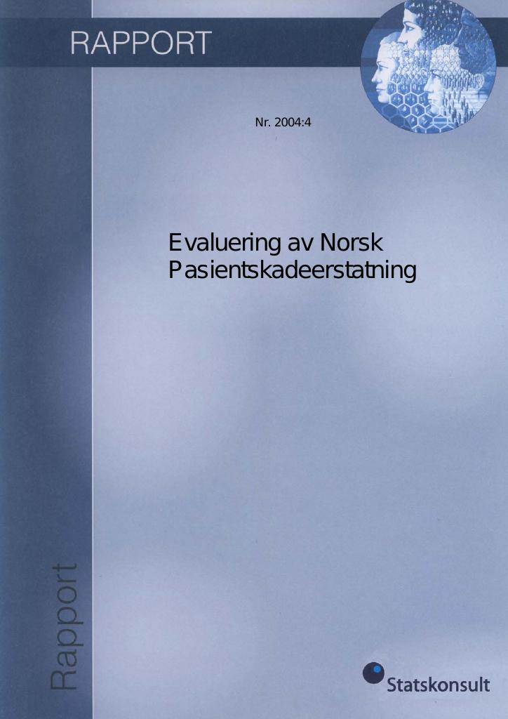 Forsiden av dokumentet Evaluering av Norsk Pasientskadeerstatning