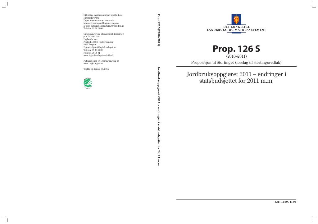 Forsiden av dokumentet Prop. 126 S (2010–2011)