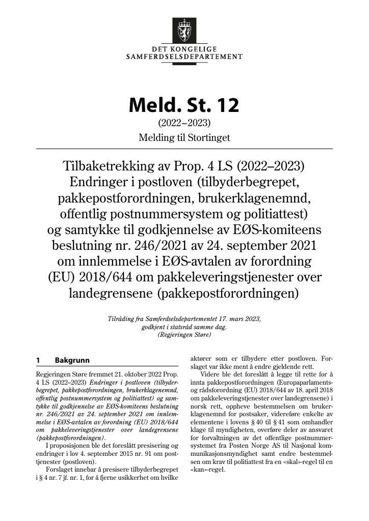 Meld. St. 12 (2022–2023) - Kudos