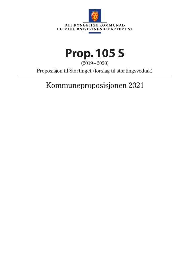 Forsiden av dokumentet Prop. 105 S (2019–2020)