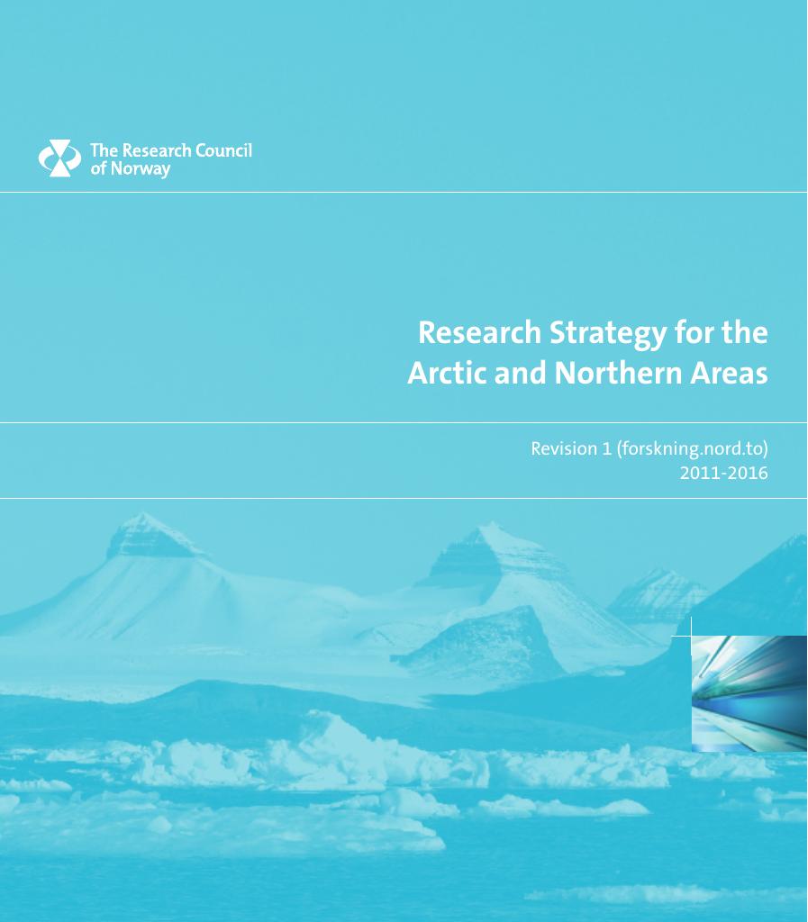 Forsiden av dokumentet Research Strategy for the Arctic and Northern Areas