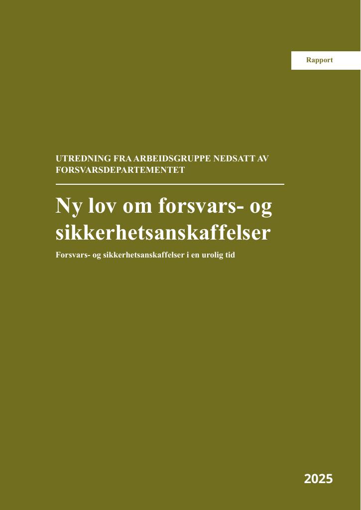 Forsiden av dokumentet Ny lov om forsvars- og sikkerhetsanskaffelser