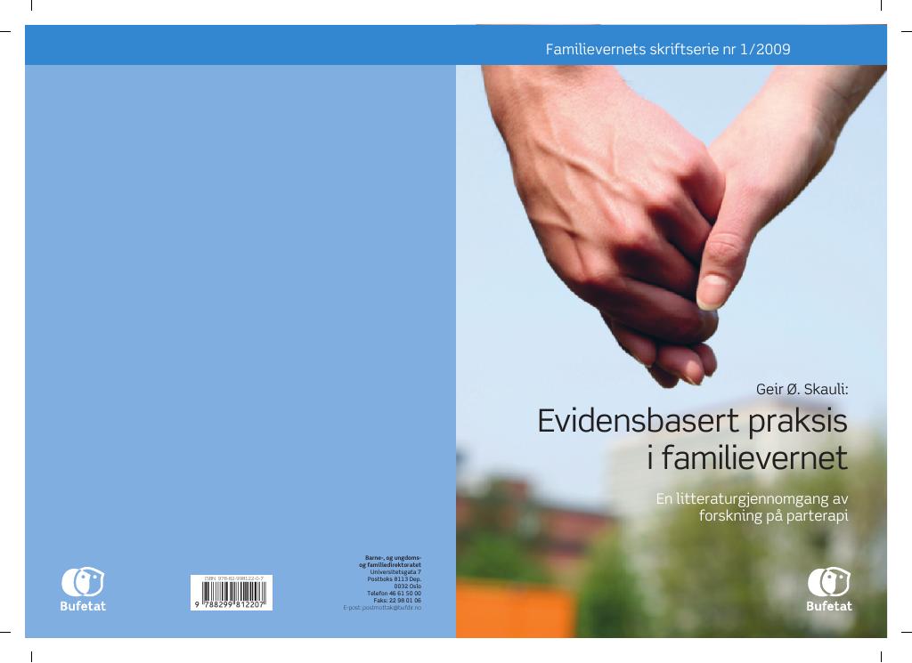 Forsiden av dokumentet Evidensbasert praksis i familievernet. 