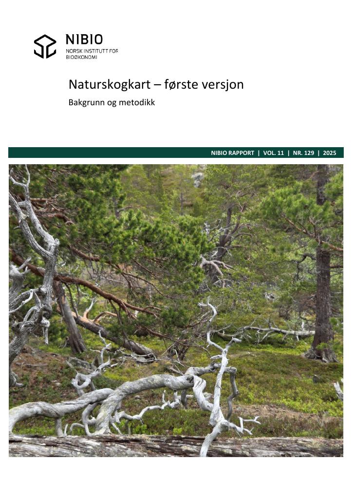 Forsiden av dokumentet Naturskogkart – første versjon