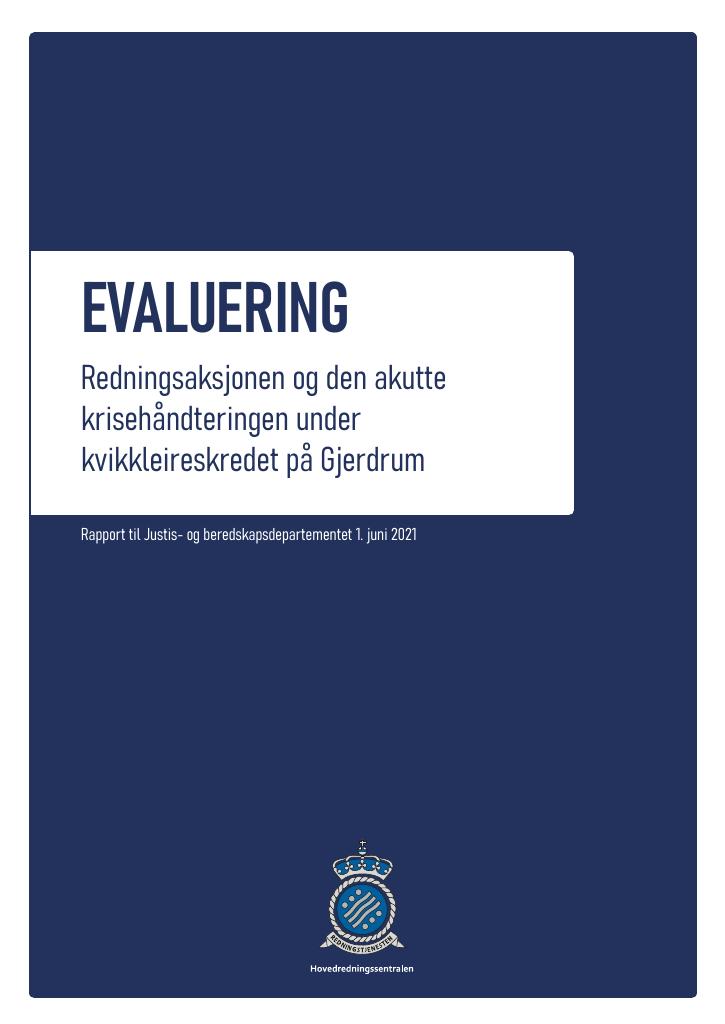 Forsiden av dokumentet Redningsaksjonen og den akutte krisehåndteringen under kvikkleireskredet på Gjerdrum