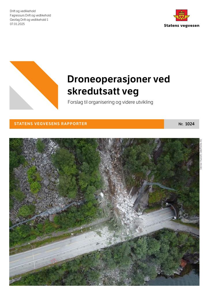 Forsiden av dokumentet Droneoperasjoner ved skredutsatt veg