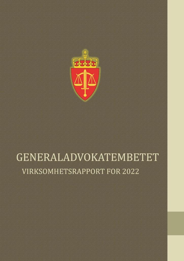 Forsiden av dokumentet Årsrapport Generaladvokatembetet 2022