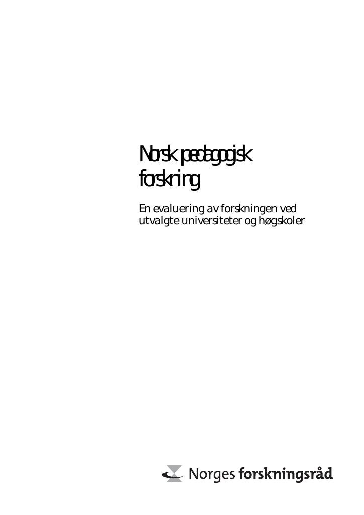 Forsiden av dokumentet Evaluering - Norsk pedagogisk forskning