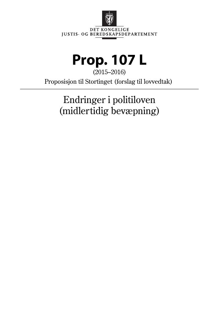 Forsiden av dokumentet Prop. 107 L (2015–2016)