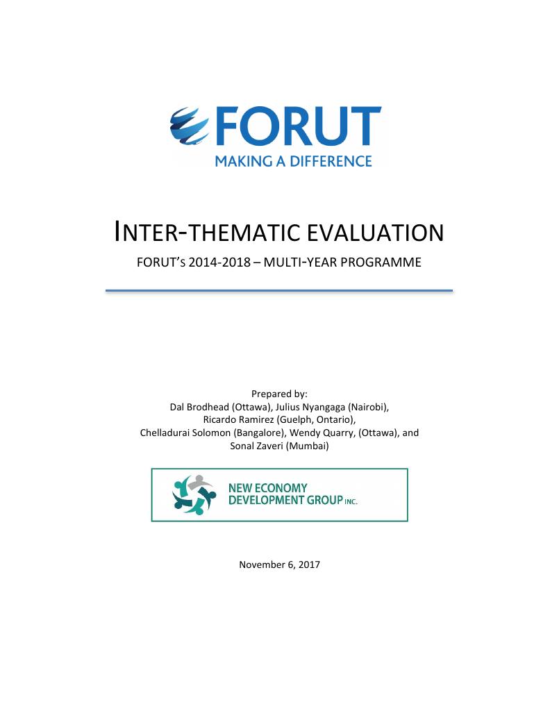 Forsiden av dokumentet Inter-Thematic Evaluation: FORUT’s 2014-2018 – Multi-Year Programme