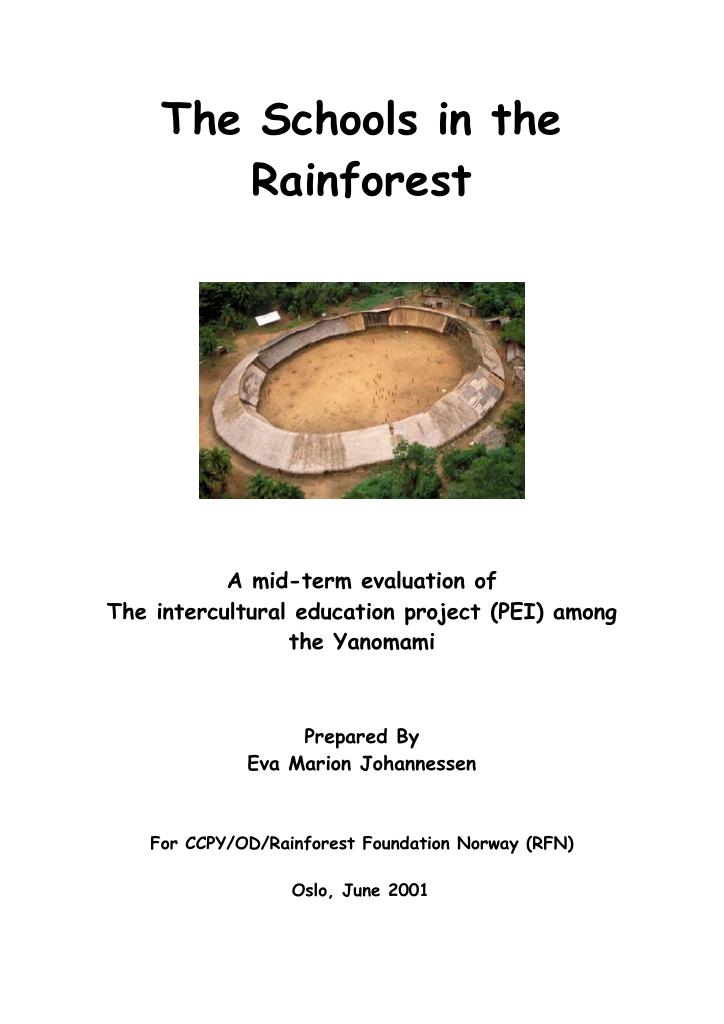 Forsiden av dokumentet A mid-term evaluation of The intercultural education project (PEI) among the Yanomami