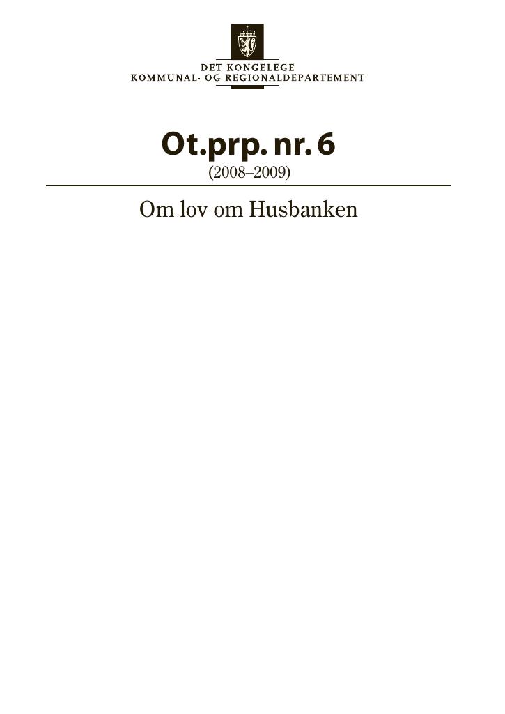 Forsiden av dokumentet Ot.prp. nr. 6 (2008-2009)