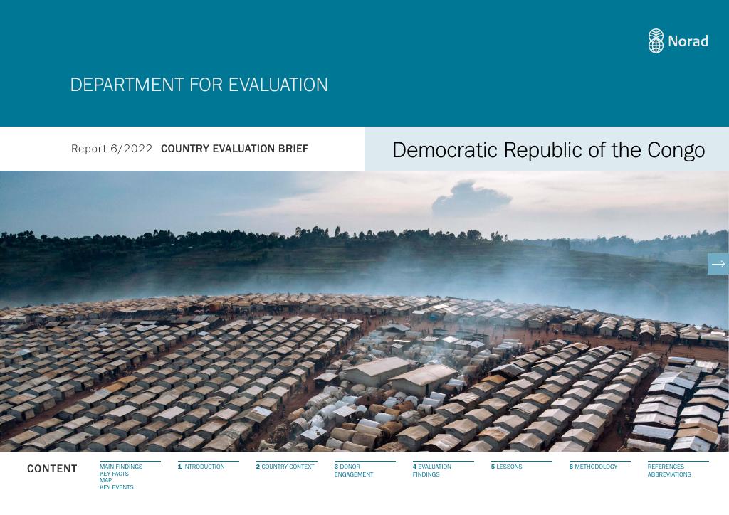 Forsiden av dokumentet Country Evaluation Brief: Democratic Republic of the Congo