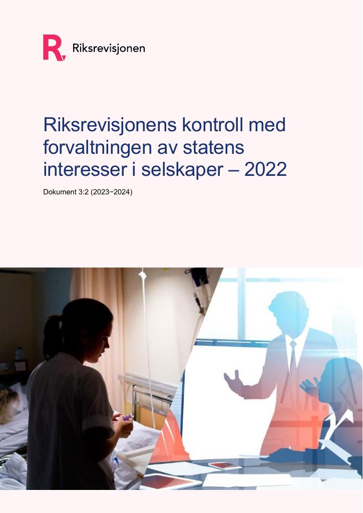 Forsiden av dokumentet Kontroll med forvaltningen av statens interesser i selskaper ─ 2022