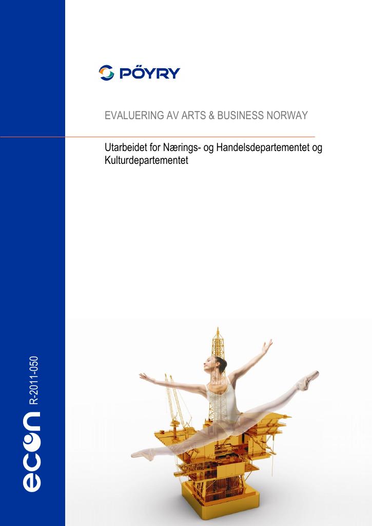 Forsiden av dokumentet Evaluering av Arts & Business Norway