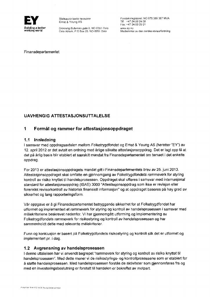 Forsiden av dokumentet Uavhengig attestasjonsuttalelse 2013