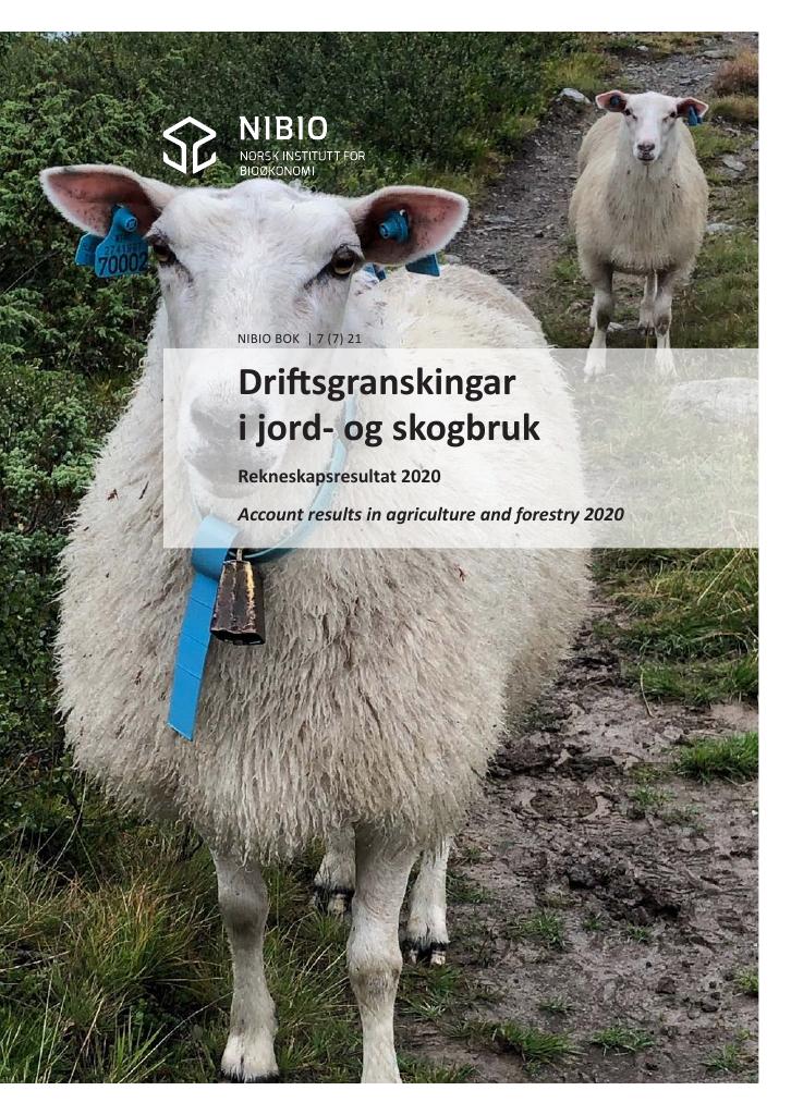 Forsiden av dokumentet Driftsgranskingar i jord- og skogbruk : Rekneskapsresultat 2020