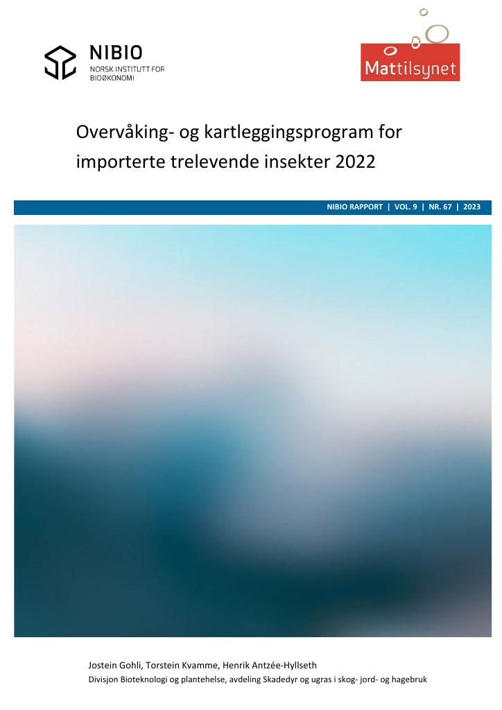 Forsiden av dokumentet Overvåking- og kartleggingsprogram for importerte trelevende insekt 2022