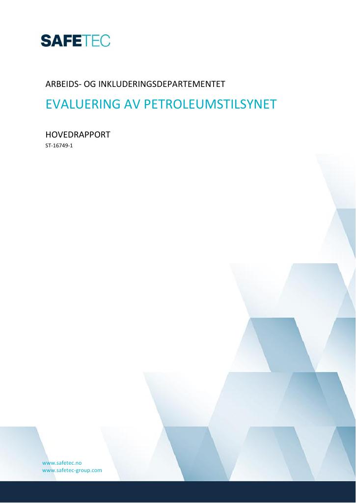 Forsiden av dokumentet Evaluering av Petroleumstilsynet : Hovedrapport