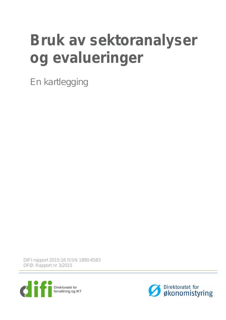 Forsiden av dokumentet Bruk av sektoranalyser og evalueringer - En kartlegging