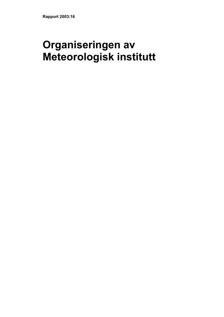 Forsiden av dokumentet Organiseringen av Meteorologisk institutt