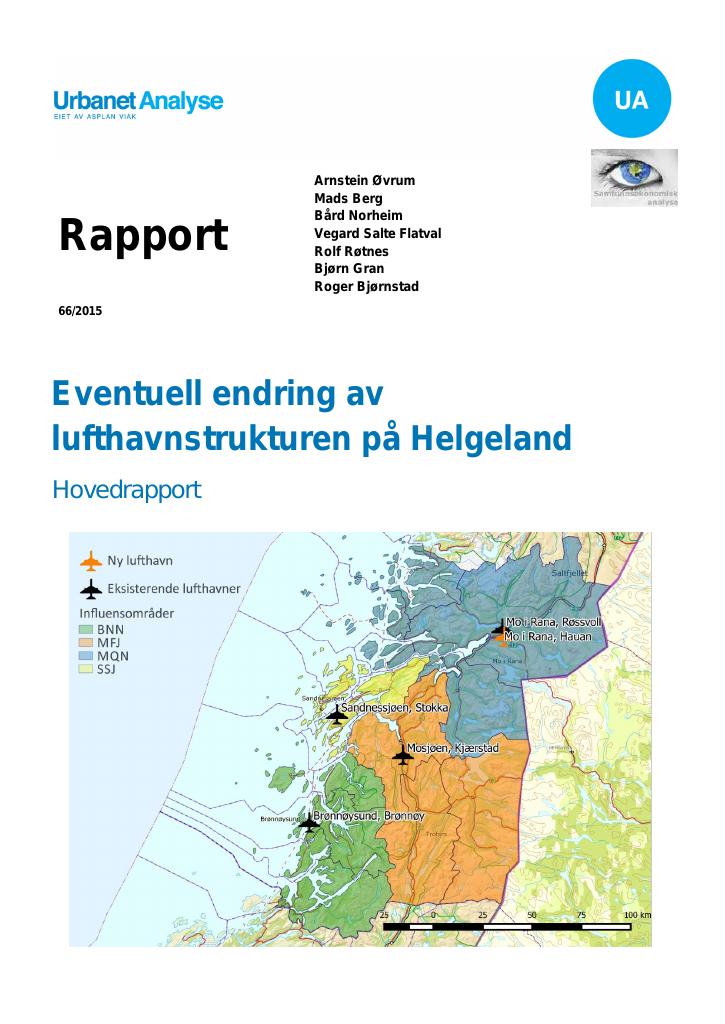 Forsiden av dokumentet Eventuell endring av 
lufthavnstrukturen på Helgeland_x000D_