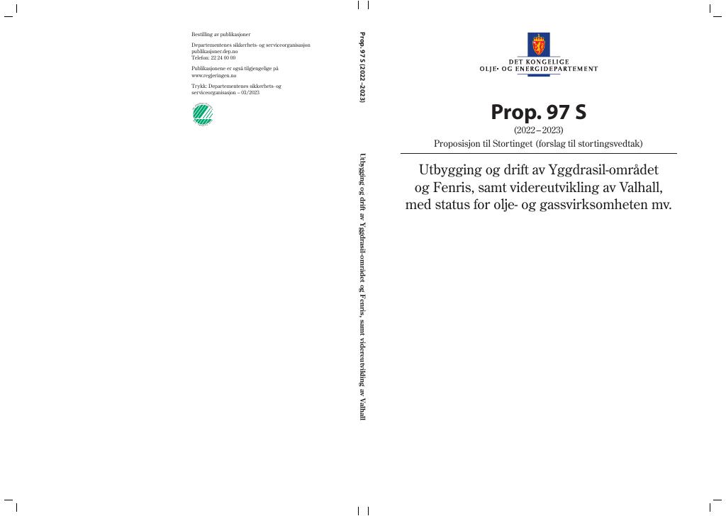 Forsiden av dokumentet Prop. 97 S (2022–2023)