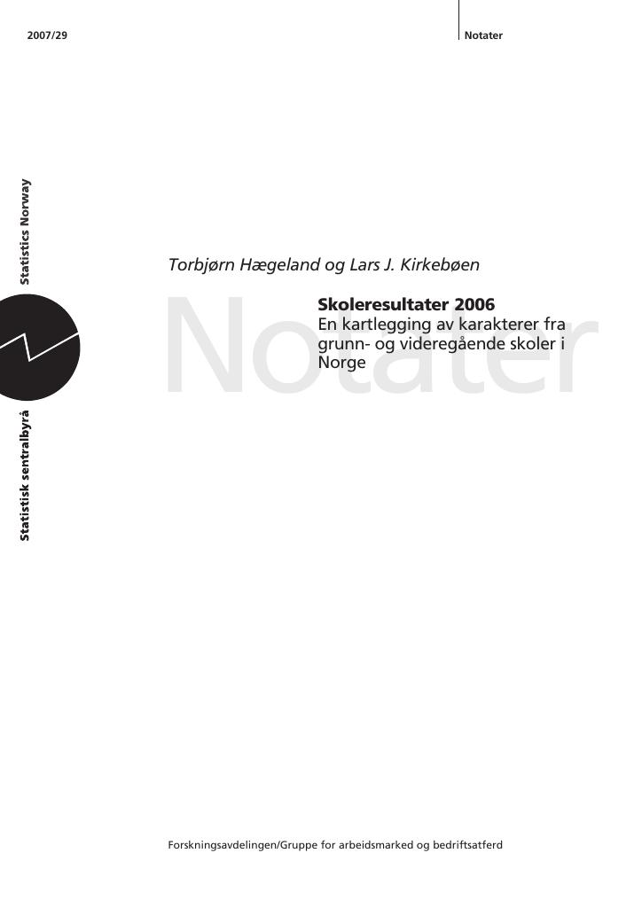 Forsiden av dokumentet Skoleresultater 2006