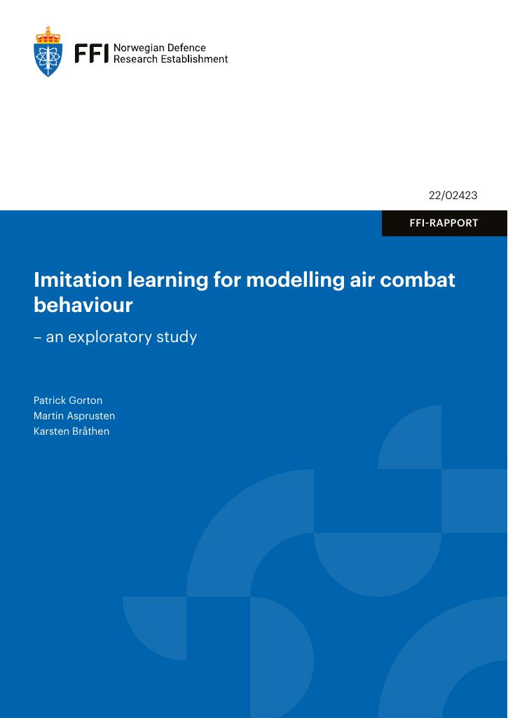 Forsiden av dokumentet Imitation learning for modelling air combat behaviour : an exploratory study