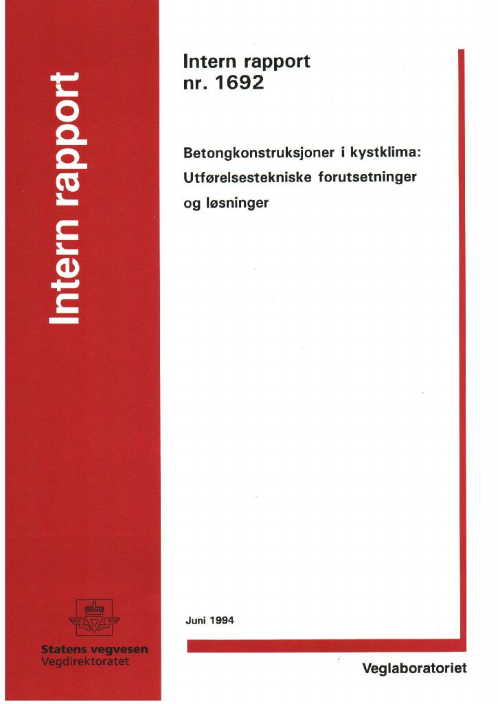 Forsiden av dokumentet Betongkonstruksjoner i kystklima: utførelsestekniske forutsetninger og løsninger