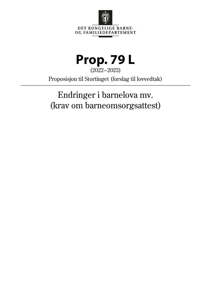 Forsiden av dokumentet Prop. 79 L (2022–2023)