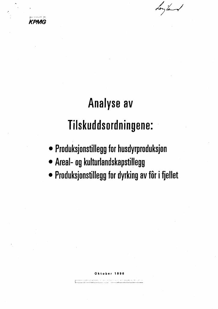 Forsiden av dokumentet Analyse av tilskuddsordningene
