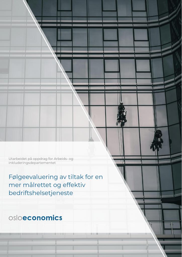 Forsiden av dokumentet Følgeevaluering av tiltak for en mer målrettet og effektiv bedriftshelsetjeneste
